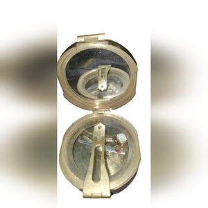 Vintage Natural SINE INDIA Brass Compass With Level and Mirror.